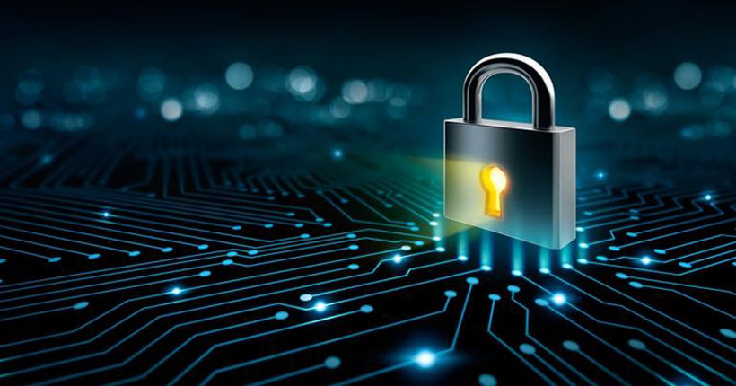 Lock on the converging point on a circuit, security concept