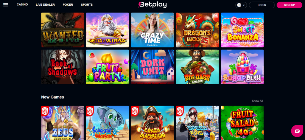 selección de juegos de casino betplay