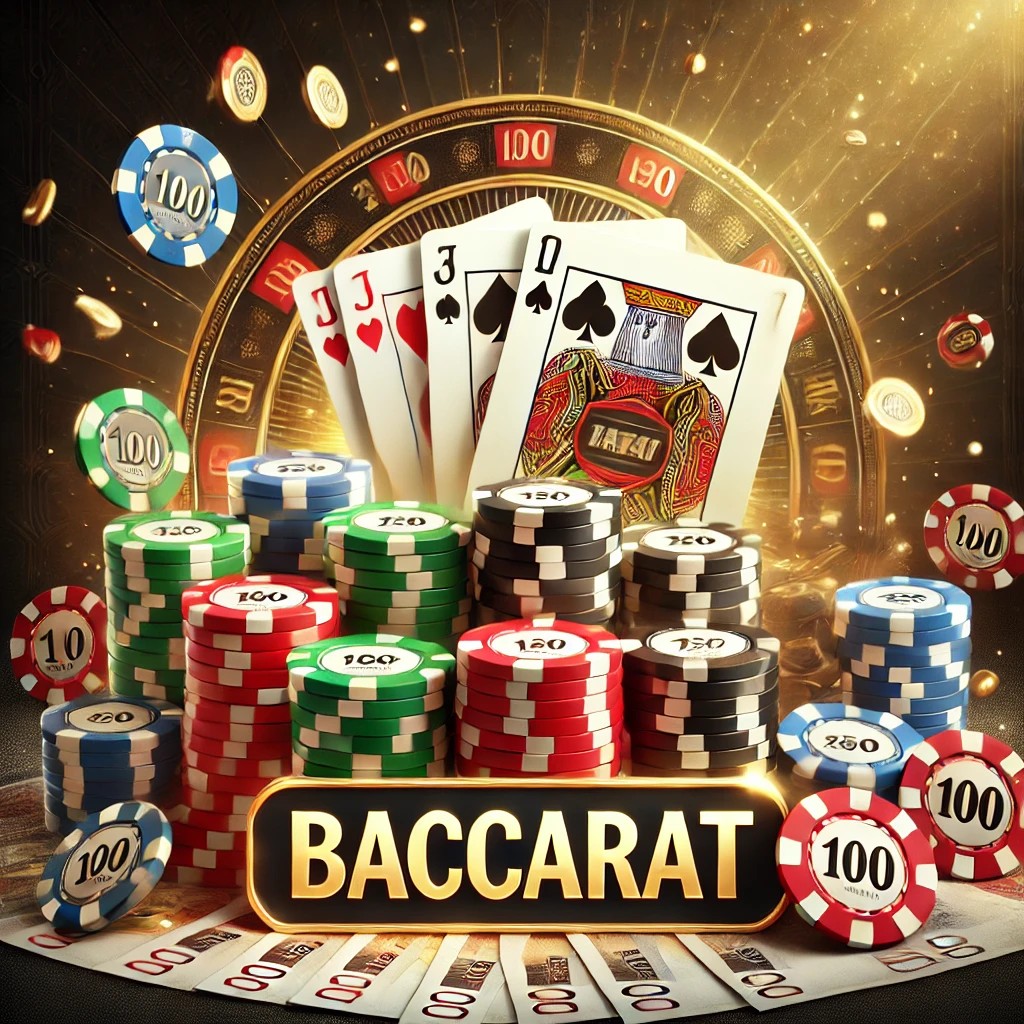 Imagen de un casino con fichas y cartas de bacará