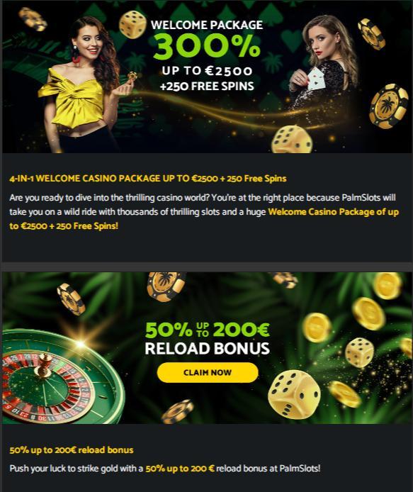 Bonuses Casino PalmSlots