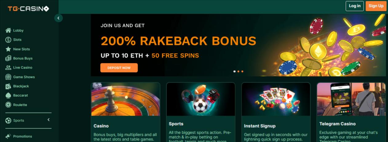 TG Casino Homepage