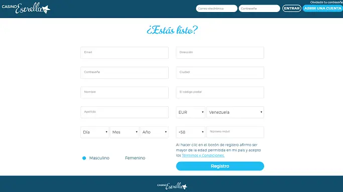 Casino Estrella registration