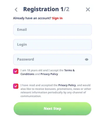 Casino Infinity registration