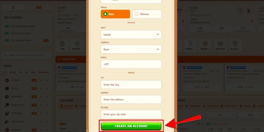 Billybets registration