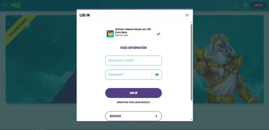Piñata Casino registration