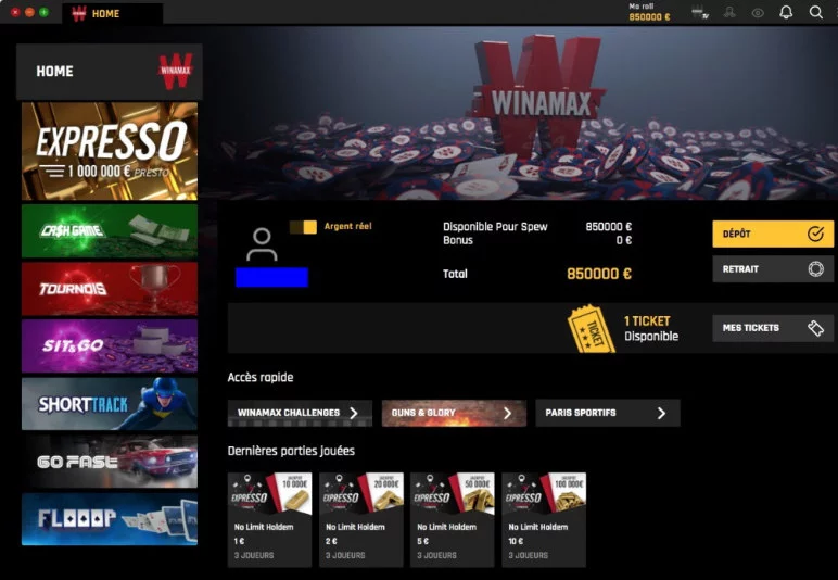 Selección de juegos de casino winamax