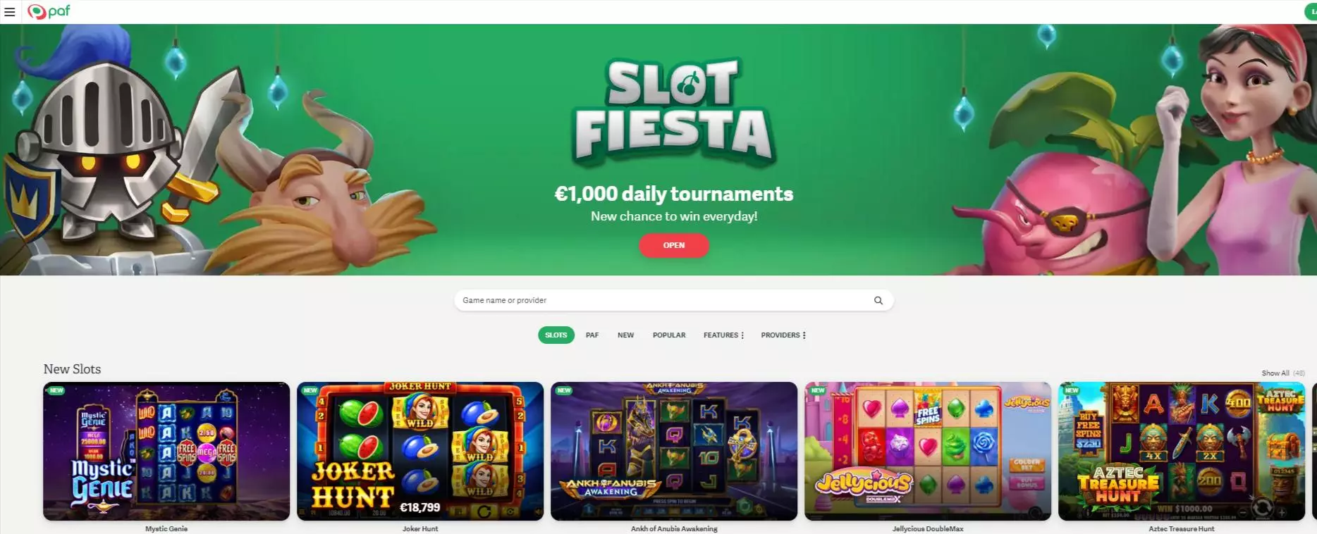 Paf Casino Homepages